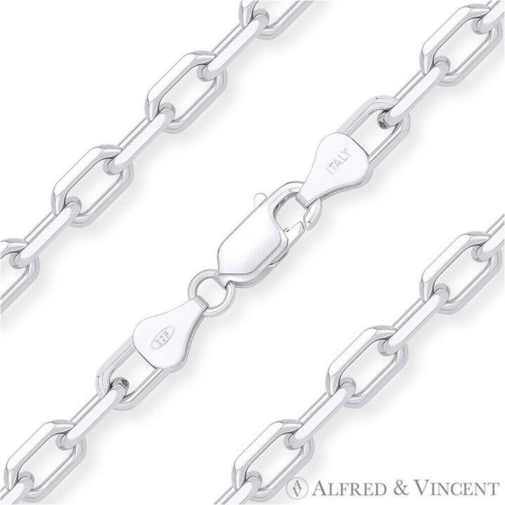 D-Cut Anchor Cable Link Chain Bracelet in Solid .925 Sterling Silver - 8"